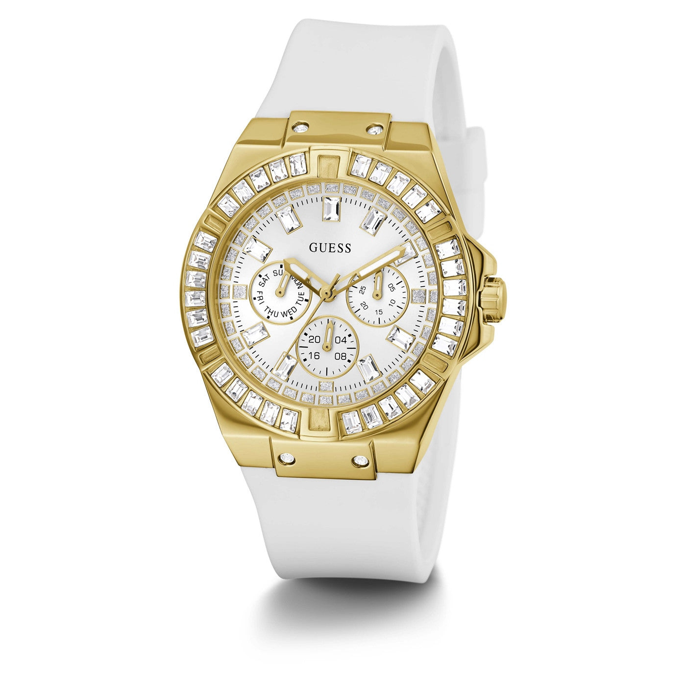Guess Venus dameshorloge met witte siliconen band GW0118L5 Hoofdafbeelding