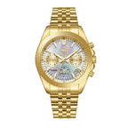 Beverly Hills Polo Club Multi-Function Mother Pearl Gold Diamond Watch BP3656C.120