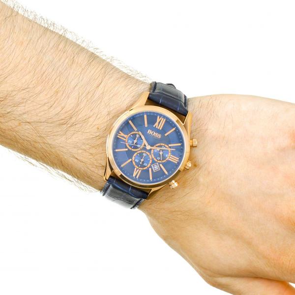 Hugo Boss Ambassador Chronograph Blue Dial Men's Watch 1513320 (Third Party Strap)