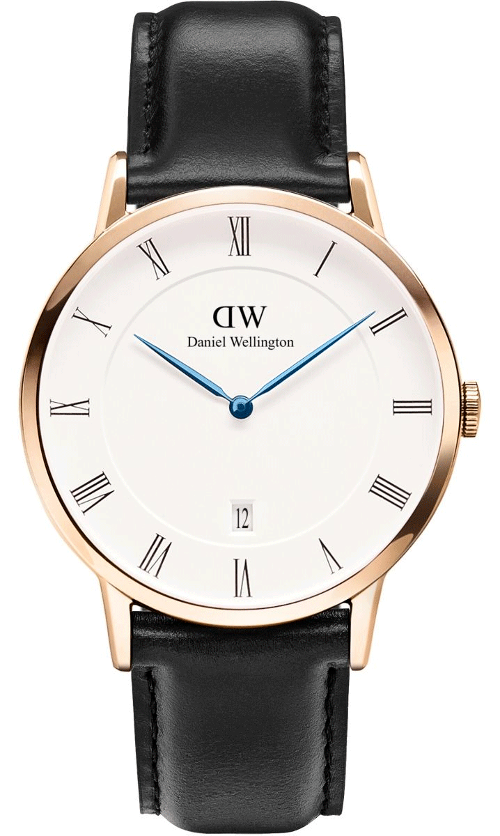 Daniel Wellington Dapper Sheffield 38mm White Dial Genuine Leather Gold Date Watch - DW00100084 Main image