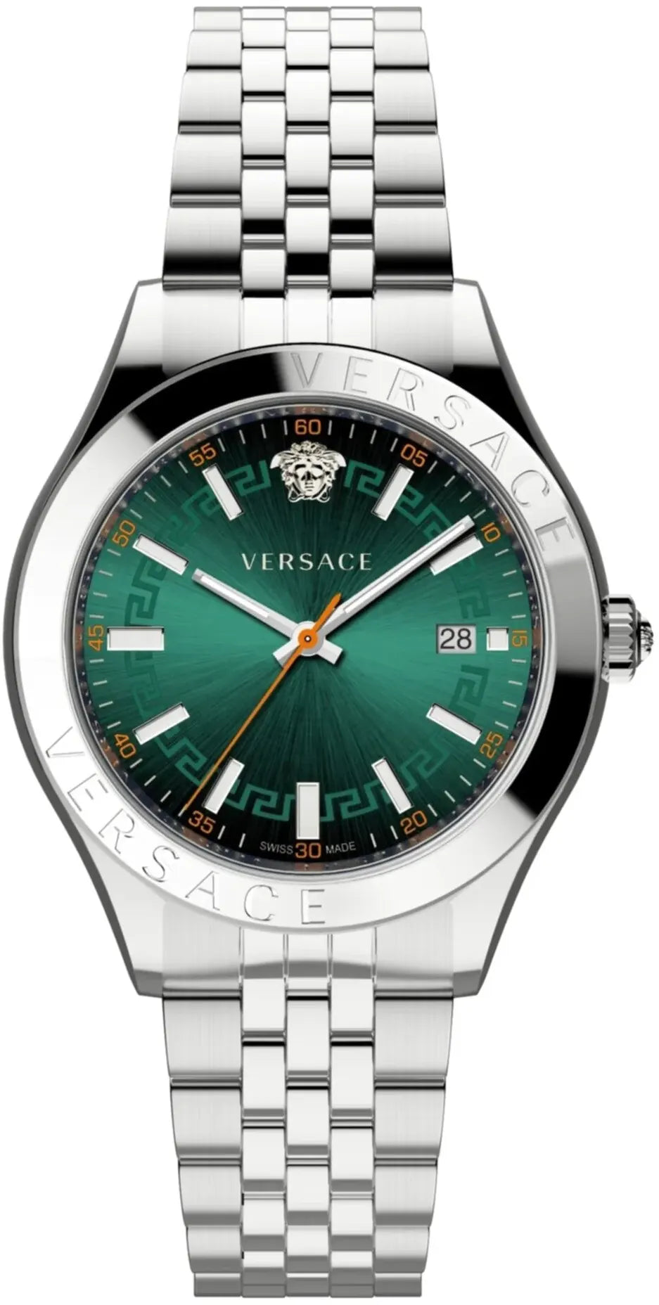 Versace Hellenyium 42mm Green Dial Silver-Tone Men's Watch VEVK01021