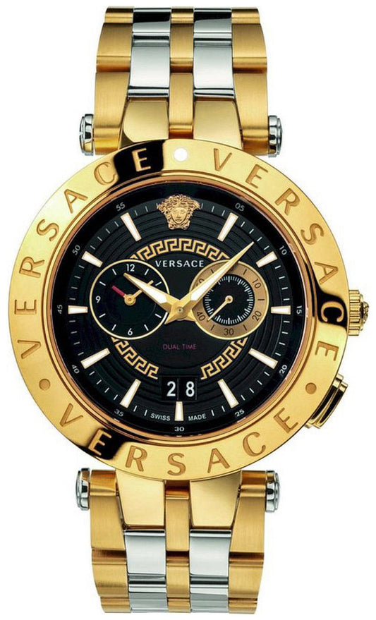 Versace 46mm Black Dial Two-Tone Chronograph Men's Watch VEBV00519