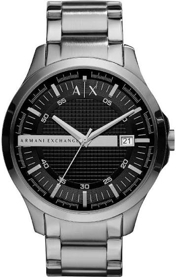 Armani Exchange Hampton 46mm Black Dial Silver-Tone Date Men's Watch AX2103