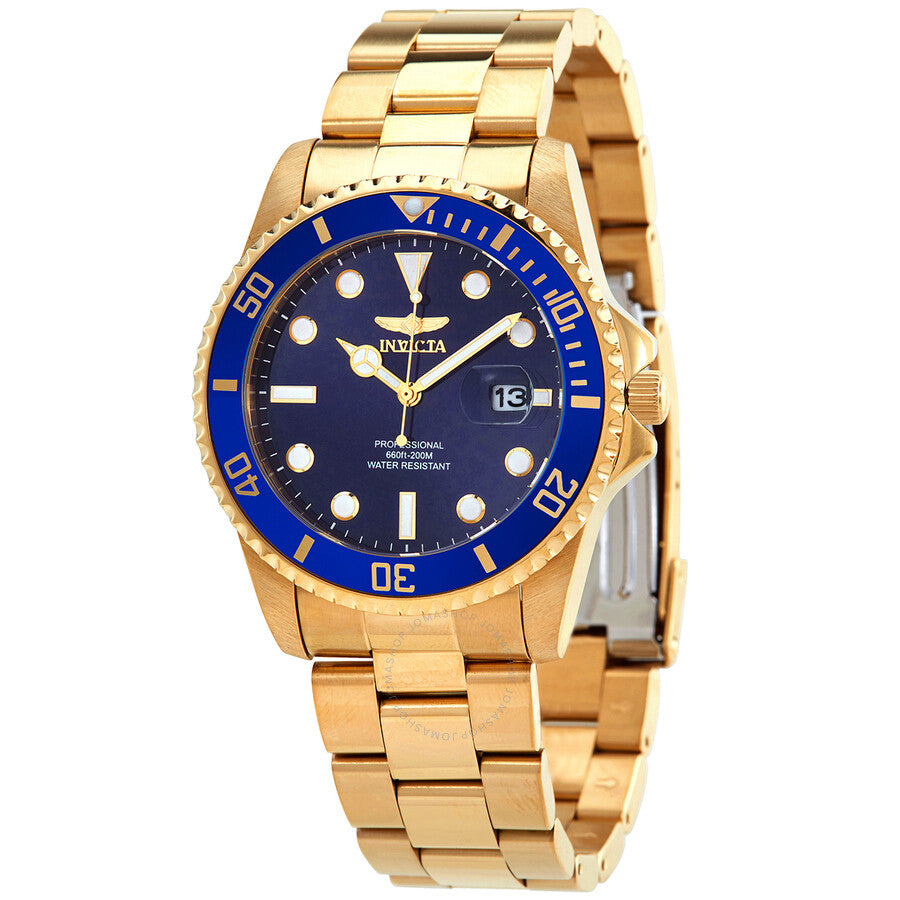 Invicta Pro Diver Japan Quartz Blue Dial Gold Men's Watch 33270 Main image