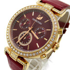 Swarovski Era Journey Red Dial Red Leather Strap Women's Watch 5416701