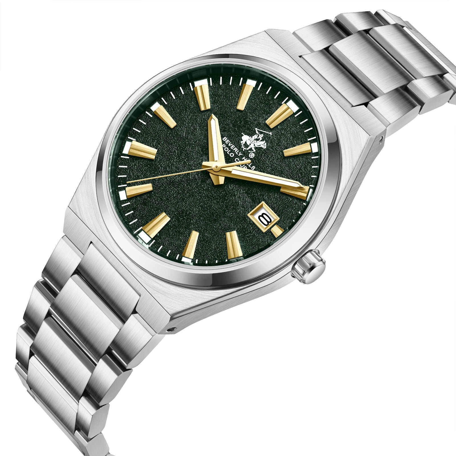 Beverly Hills Polo Club Mother Pearl Green Dial Silver Date Watch BP3851X.370 Secondary image