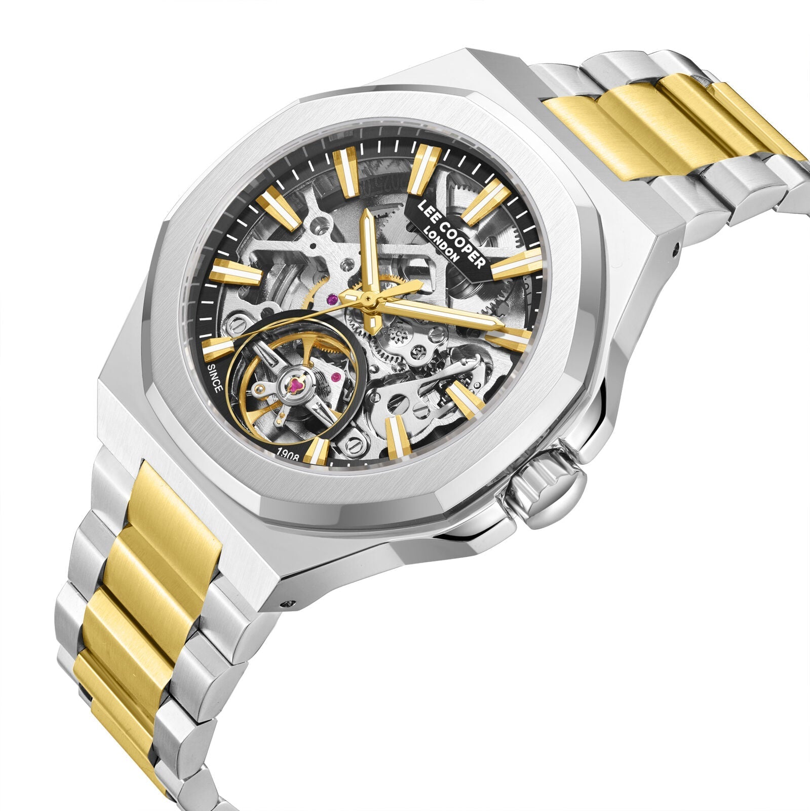 Lee Cooper Automatic Black Semi-Skeleton Dial Two Tone Watch - LC08368.230 Secondary image