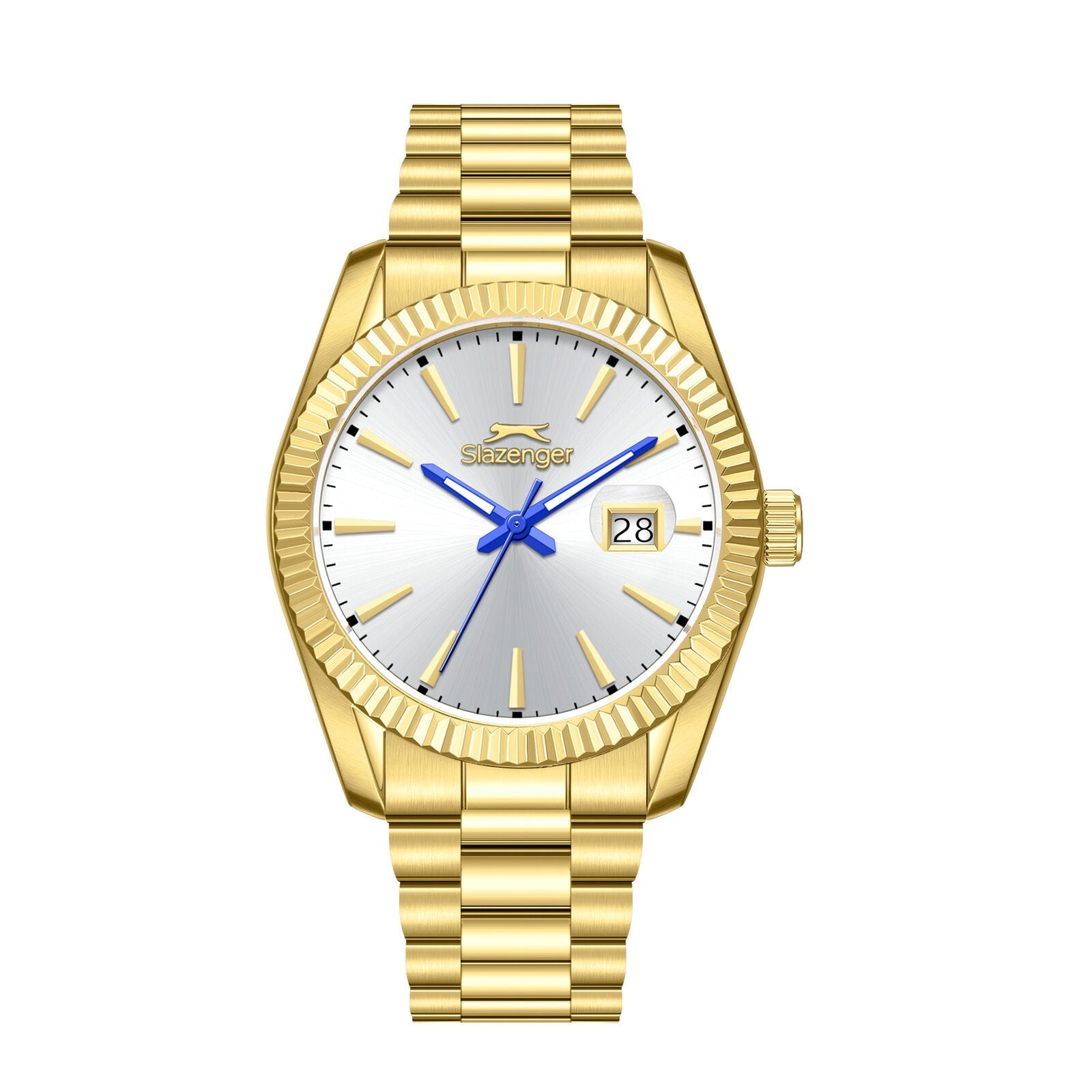 Slazenger Classic Day Date Window Sunray Silver Dial Gold Watch - SL.09.2583.1.130 Main image