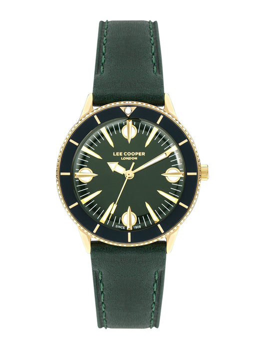 Lee Cooper LC07932.177 women's 36mm watch with green dial and green leather strap