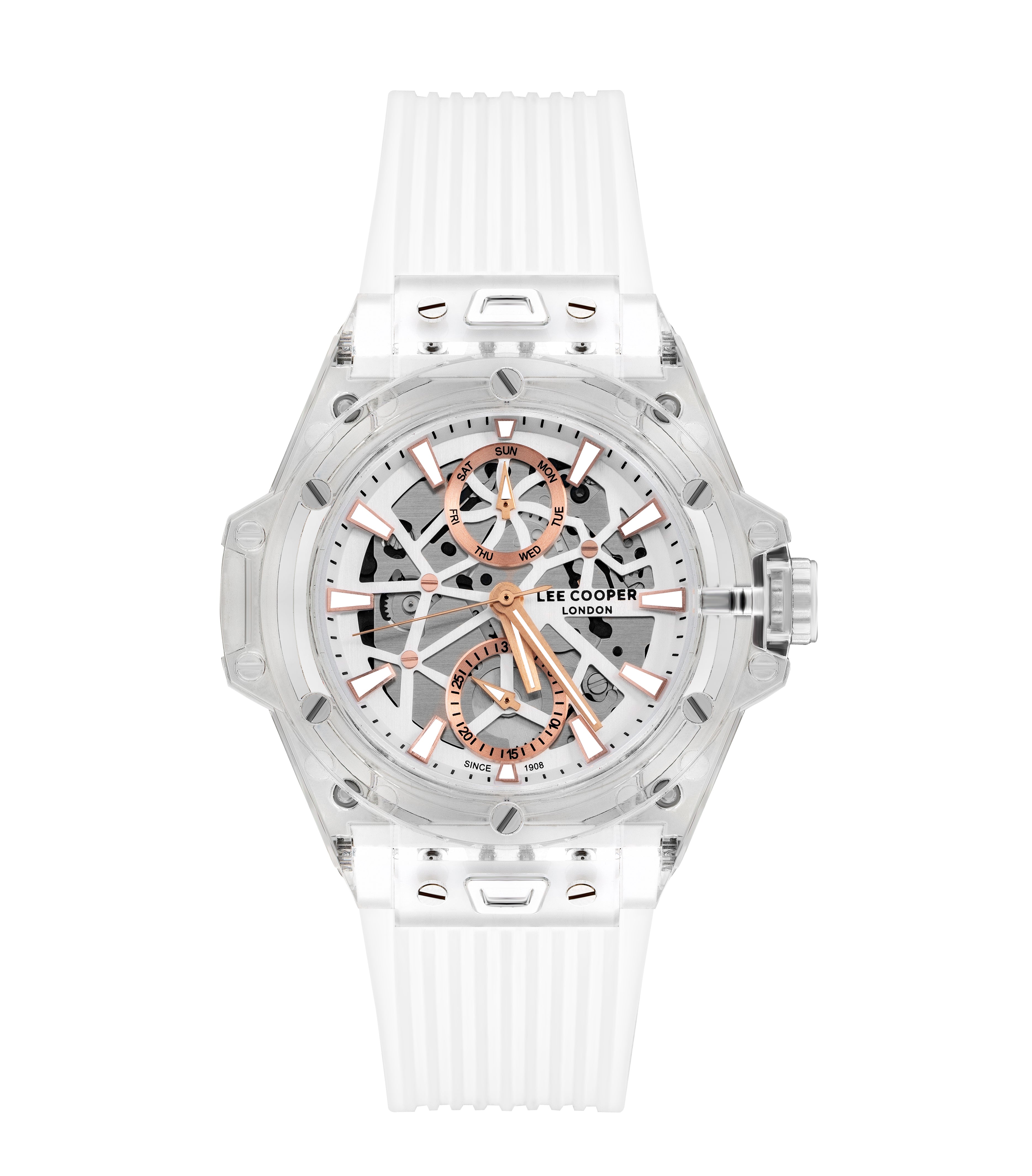 Lee Cooper Multifunction Silver Dial White Silicone Watch – LC07975.333 Hoofdafbeelding