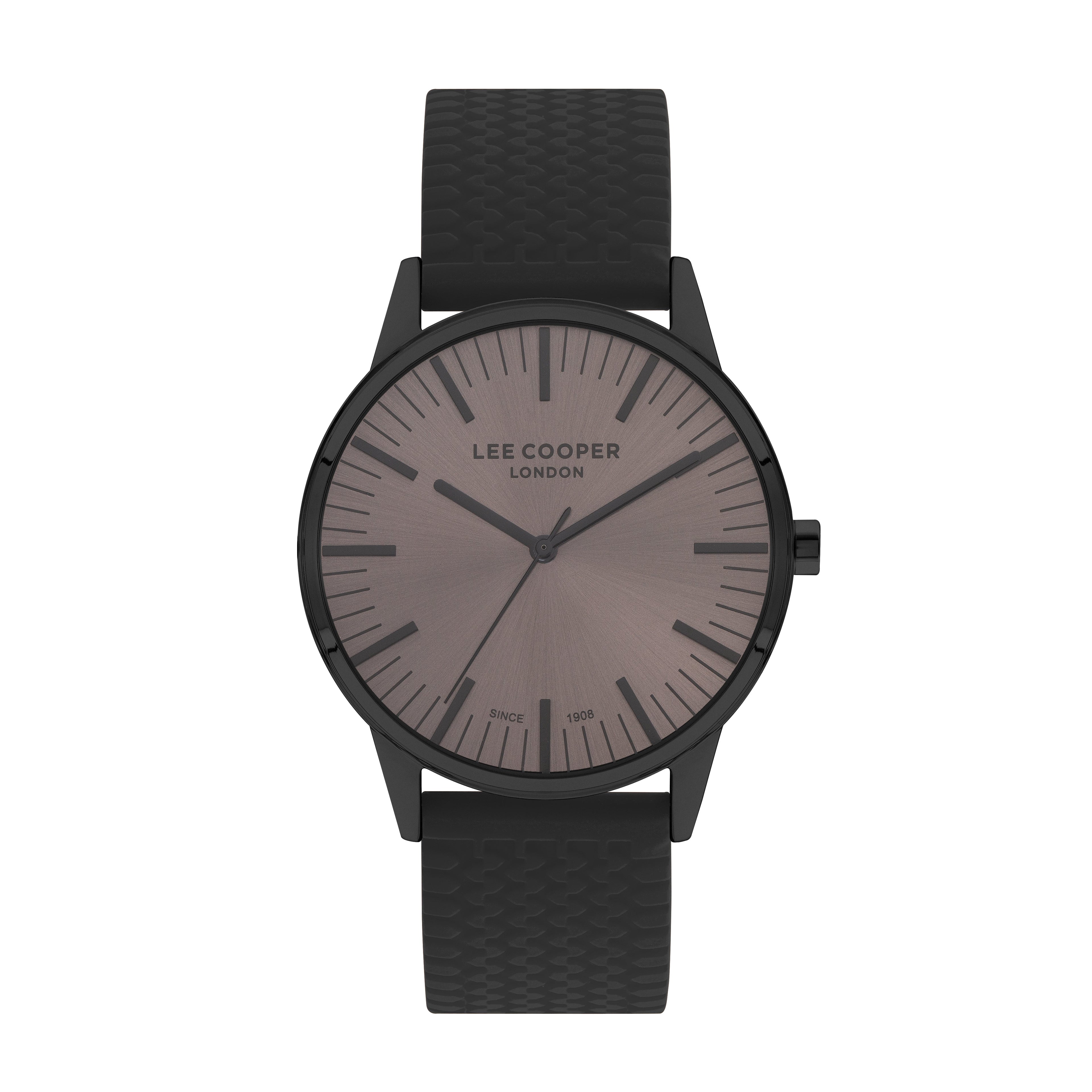 Lee Cooper Watch Grey Dial Graphite Silicone Strap – LC07715.651