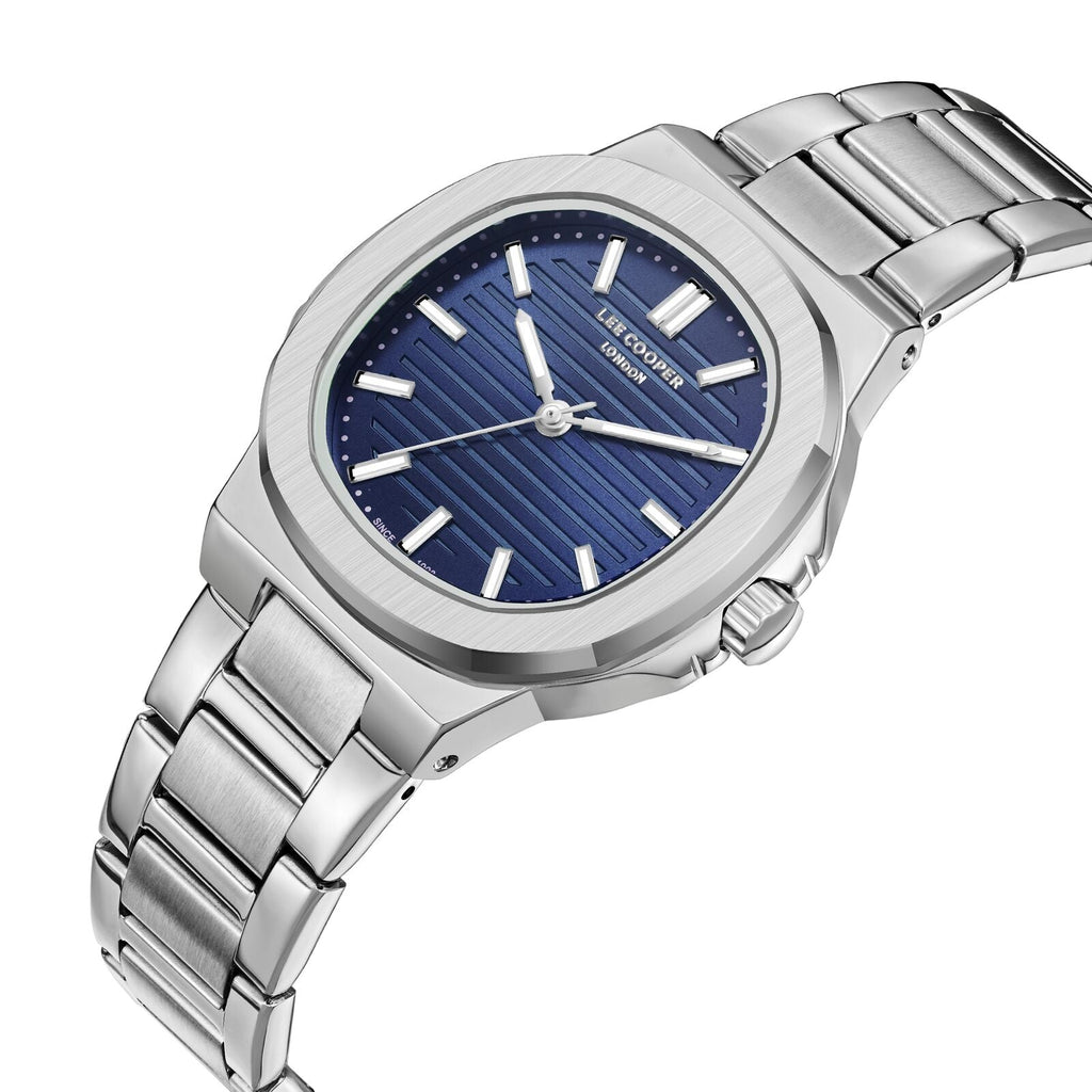 Lee Cooper Classic Square Case Blue Dial Silver Watch - LC08017.390