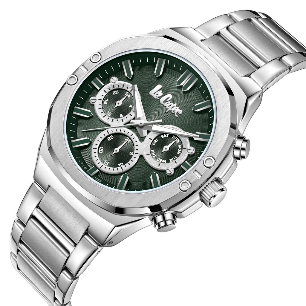 Lee Cooper Multifunction Green Dial Silver Men's Watch - LC07991.370