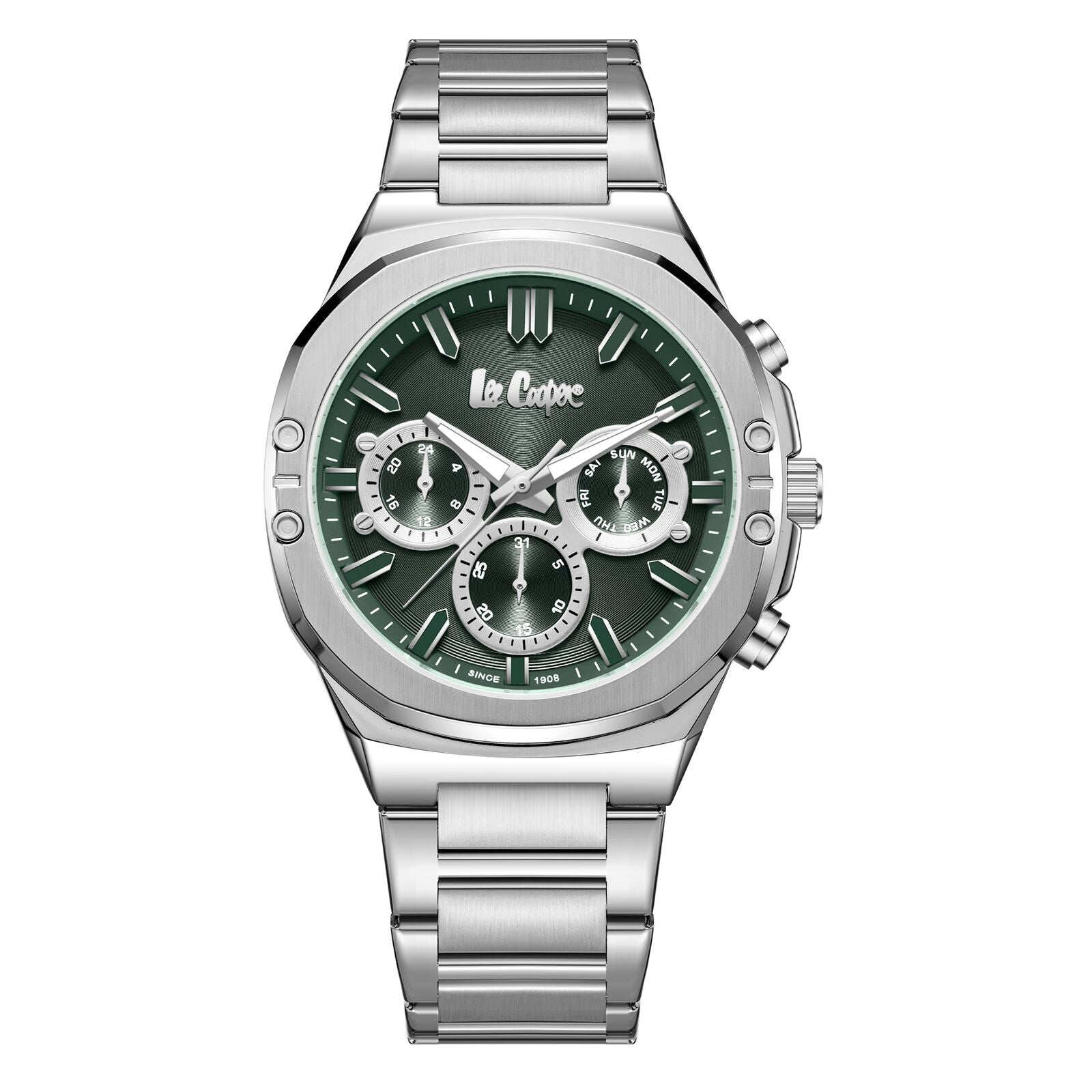 Lee Cooper Multifunction Green Dial Silver Men's Watch - LC07991.370 Main image