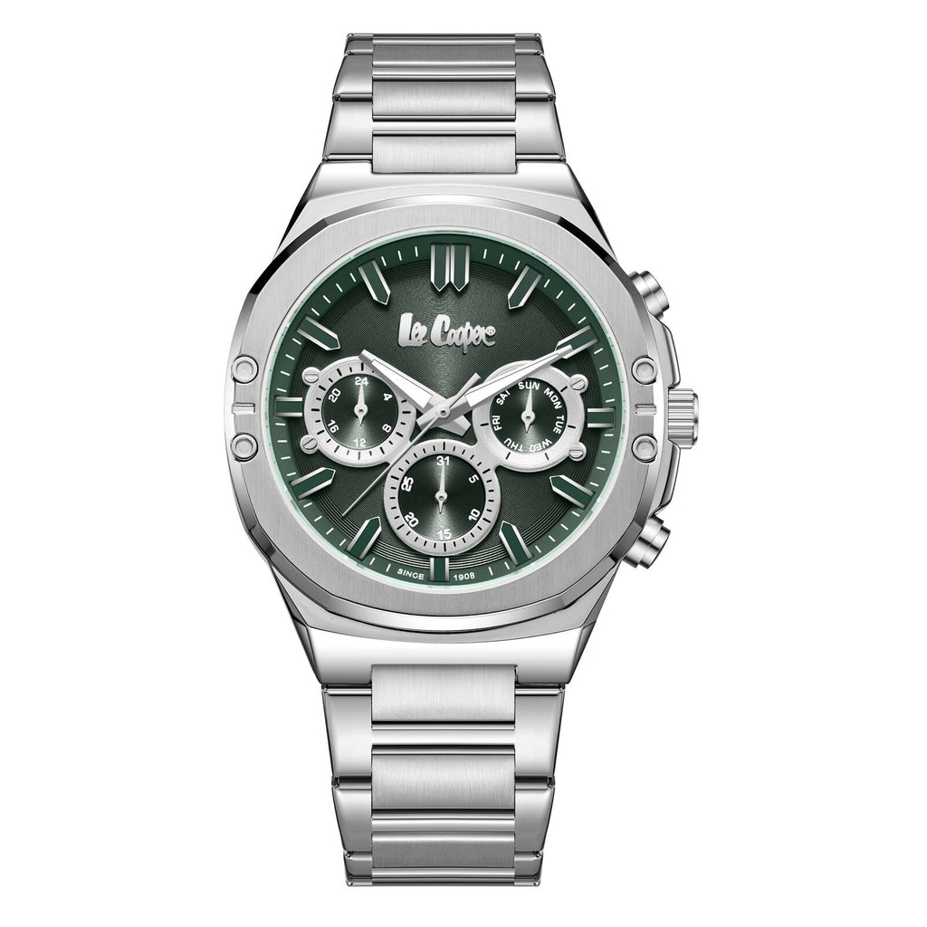 Lee Cooper Multifunction Green Dial Silver Men's Watch - LC07991.370