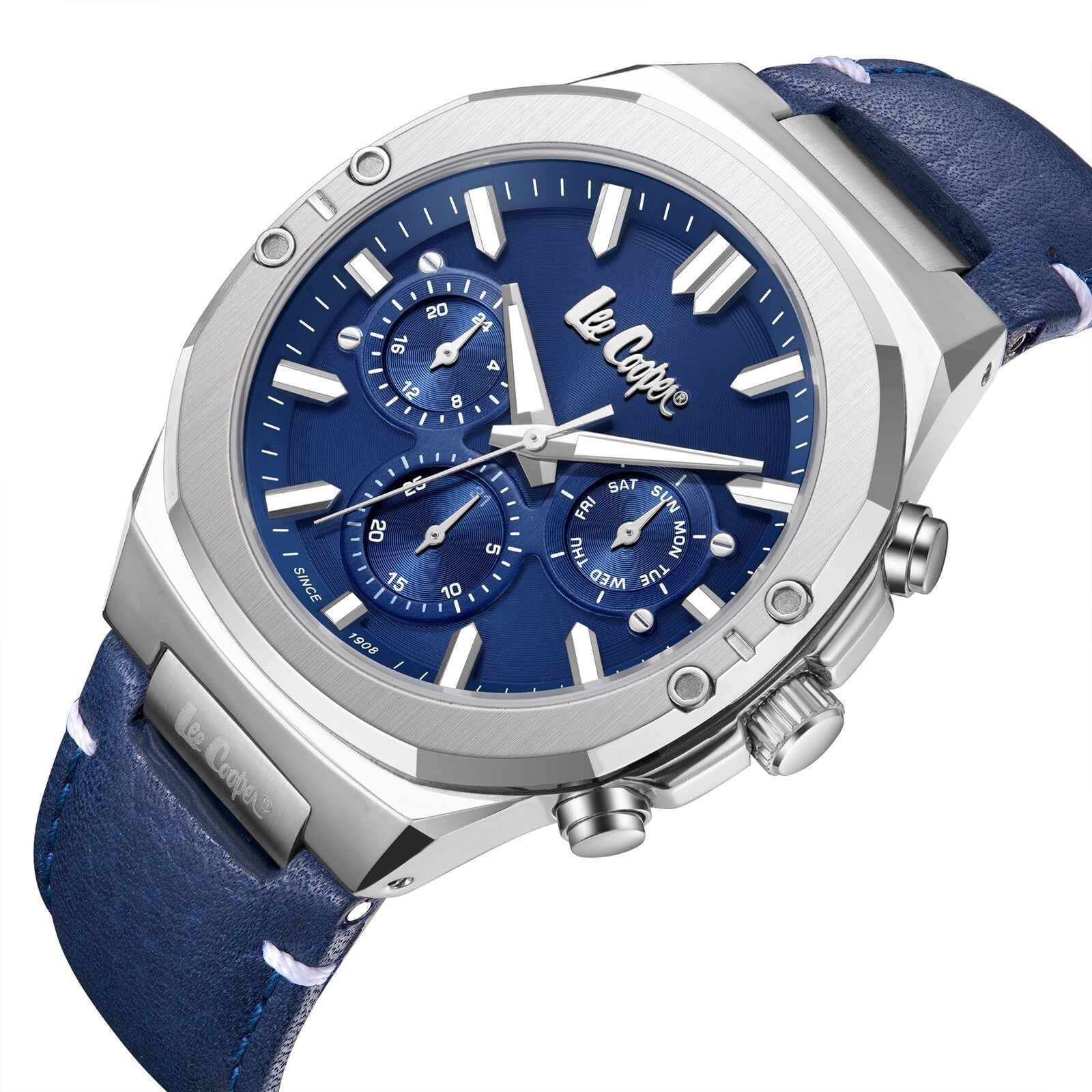 Lee Cooper Multifunction Blue Dial and Genuine Leather Silver Watch - LC07992.399 Secundaire afbeelding