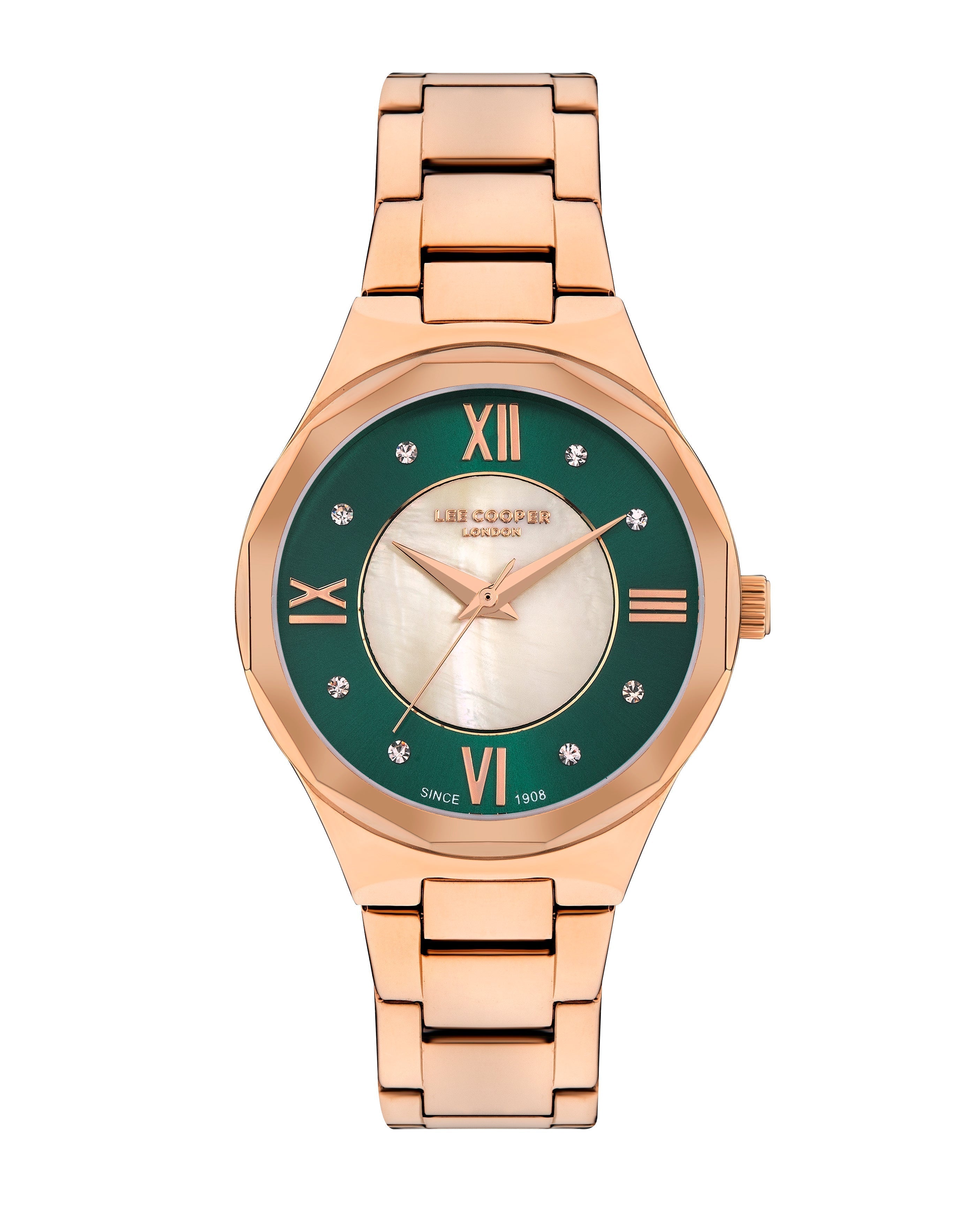 Lee Cooper StyleWork White and Green MOP Dial Rose Gold Watch – LC07922.470 Hoofdafbeelding