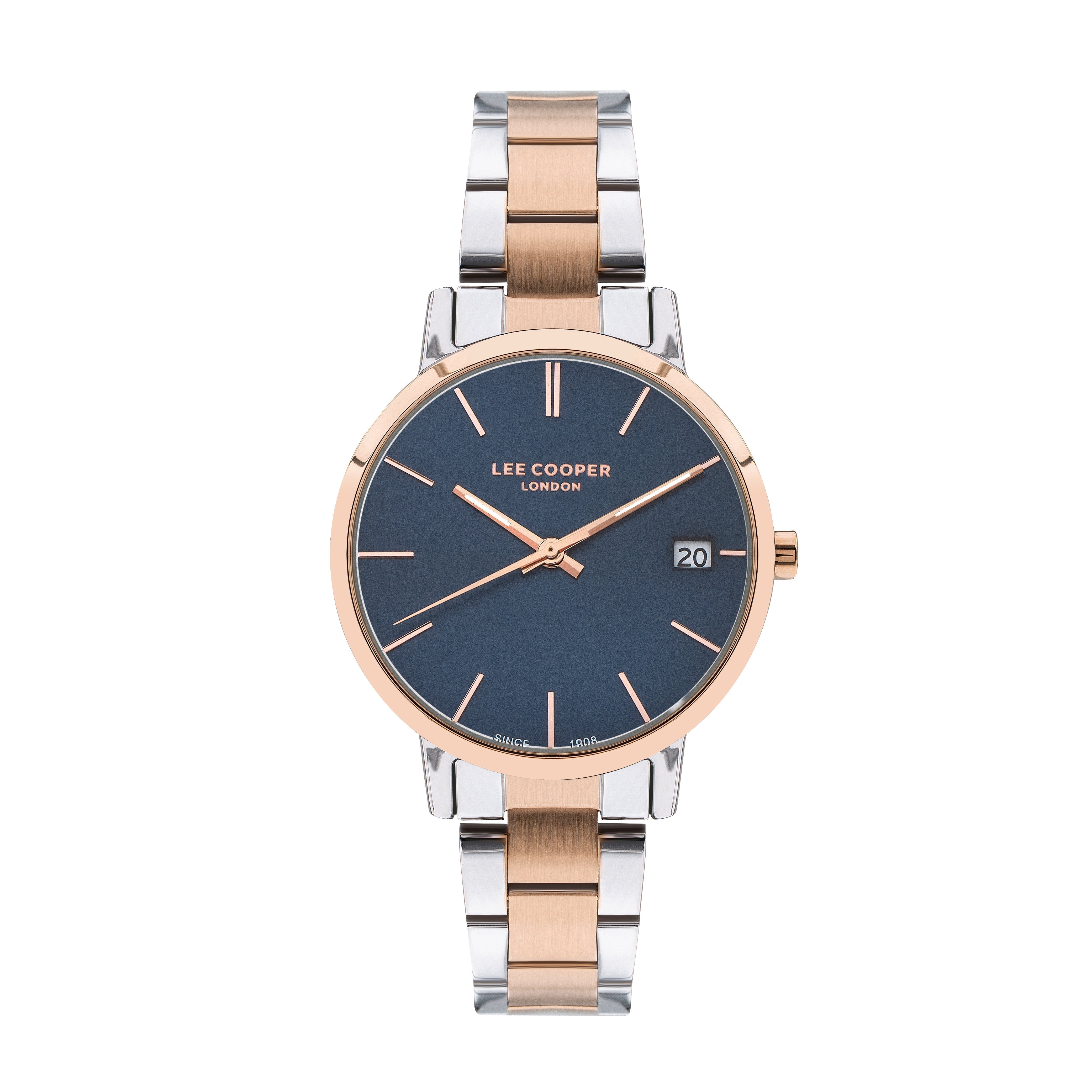 Lee Cooper Elegance Date Window Blue Dial Two-Toned Watch – LC07447.590 Hoofdafbeelding