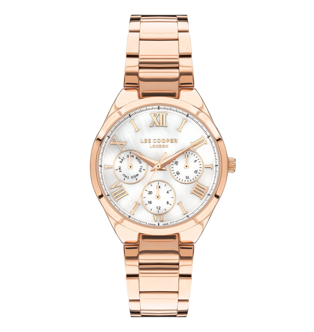 Lee Cooper StyleWork Multifunction White MOP Dial Rose Gold Watch – LC07456.420