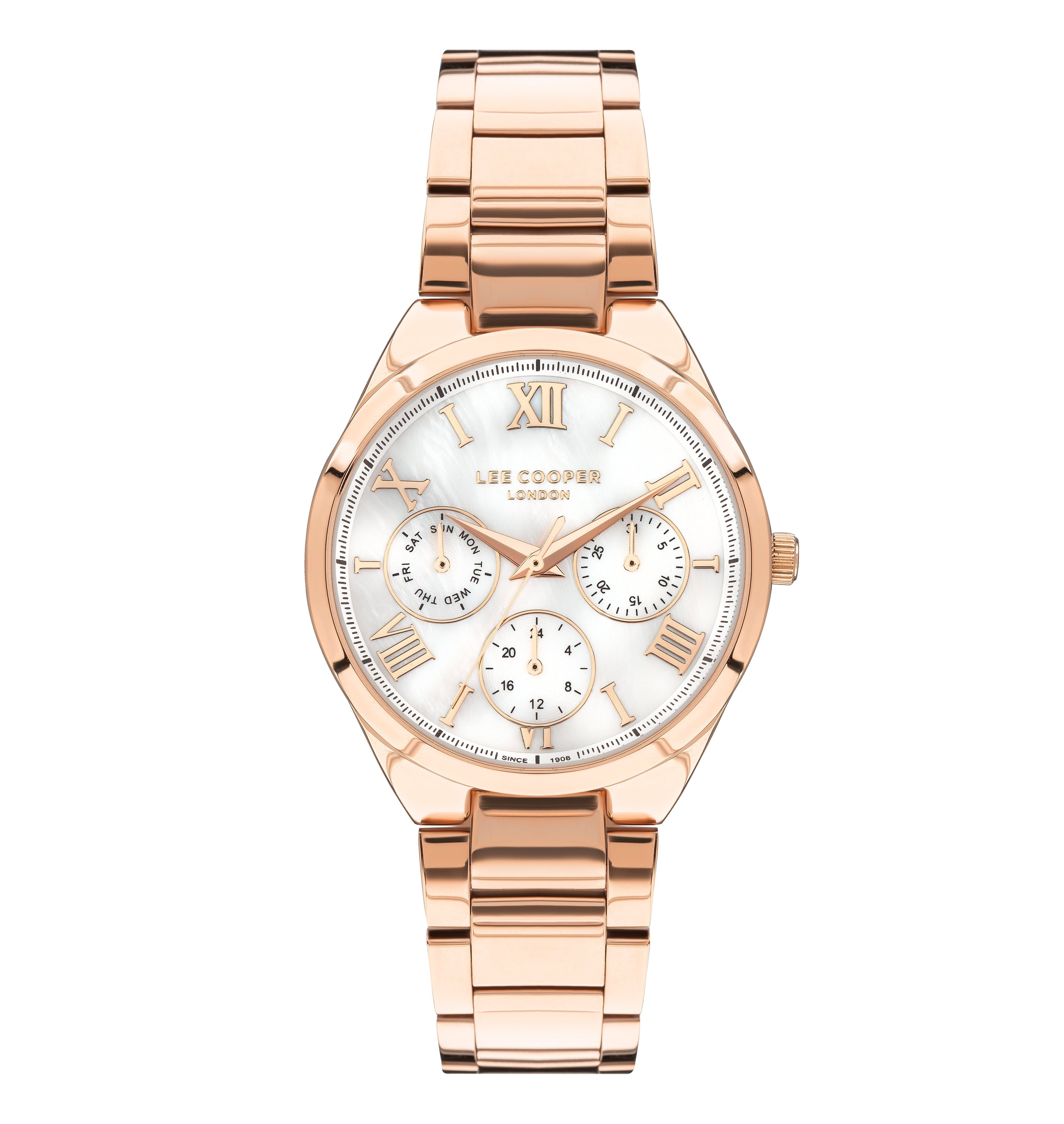 Lee Cooper StyleWork Multifunction White MOP Dial Rose Gold Watch – LC07456.420