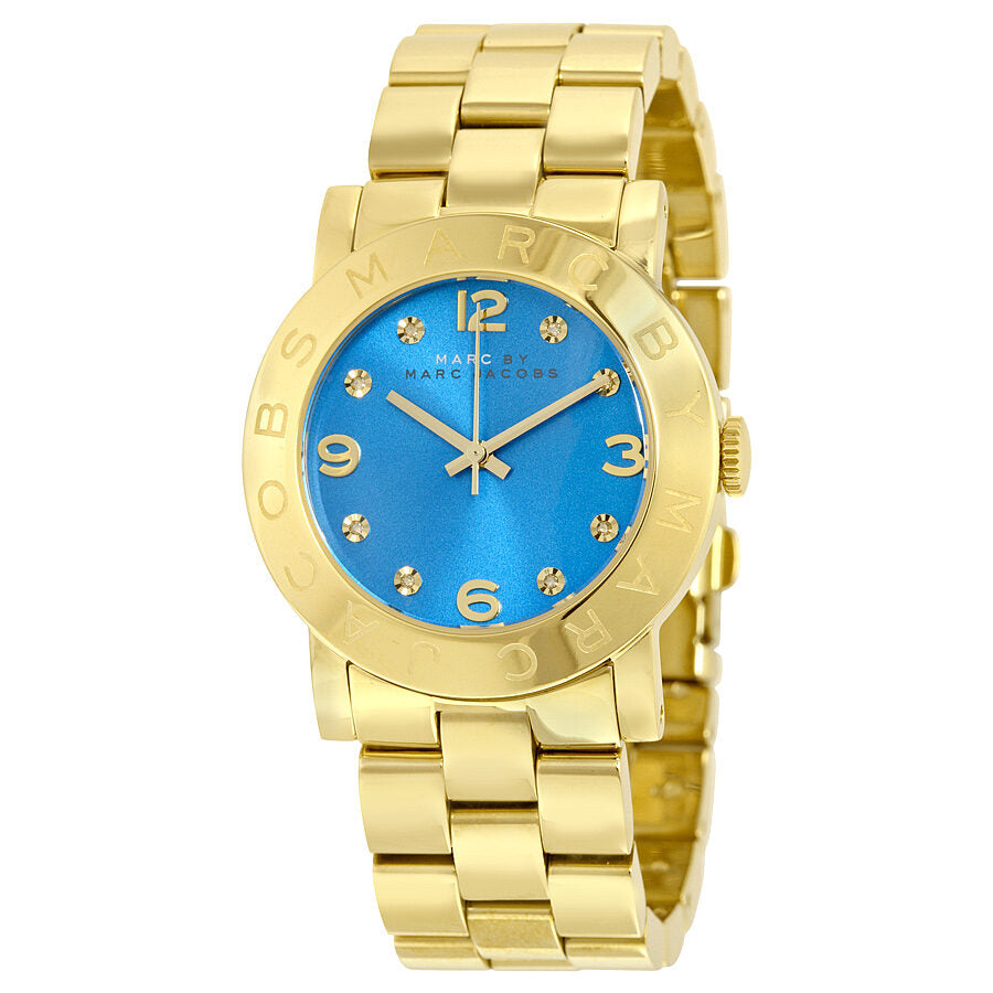 Marc By Marc Jacobs Amy Blue Dial Gold Tone Watch MBM3303 Hoofdafbeelding