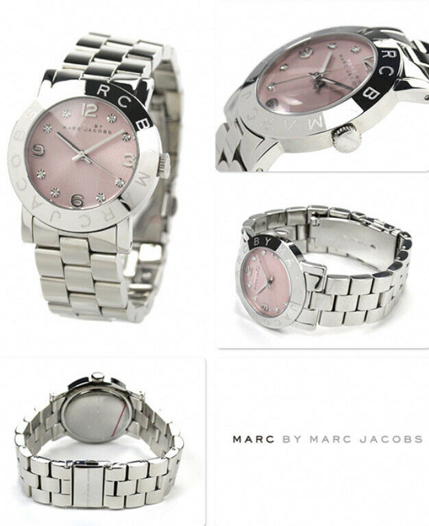 Marc By Marc Jacobs Amy Pink Dial Silver Watch MBM3300