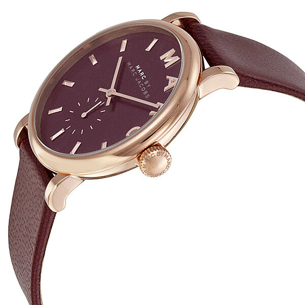 Marc By Marc Jacobs Baker Maroon Dial Rose Gold Tone Leather Watch MBM1267 Secundaire afbeelding