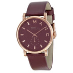Marc By Marc Jacobs Baker Maroon Dial Rose Gold Tone Leather Watch MBM1267