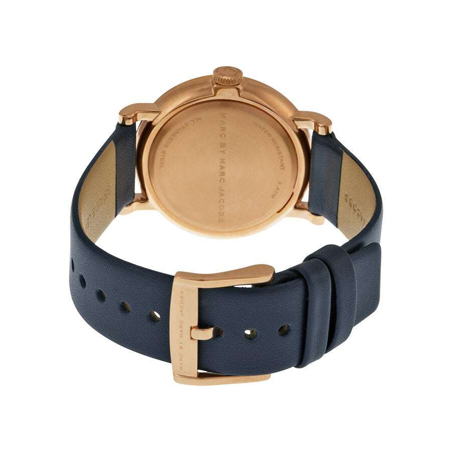 Marc By Marc Jacobs Baker Navy Dial Navy Leather Rose Gold Watch MBM1329