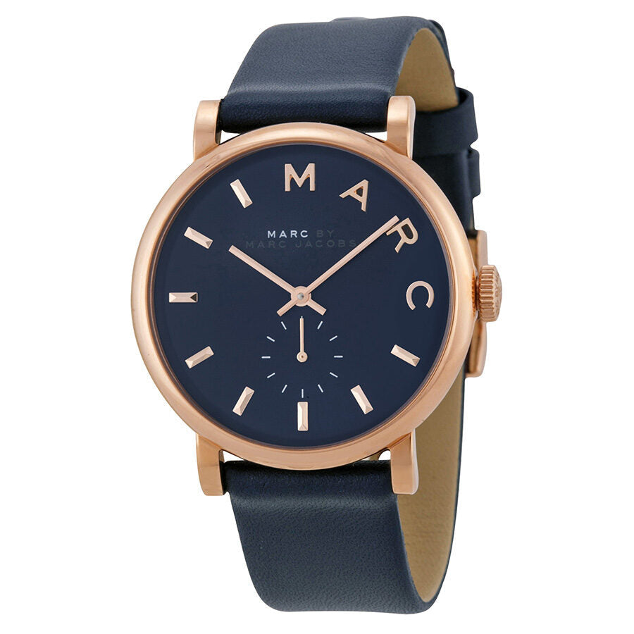 Marc By Marc Jacobs Baker Navy Dial Navy Leather Rose Gold Watch MBM1329
