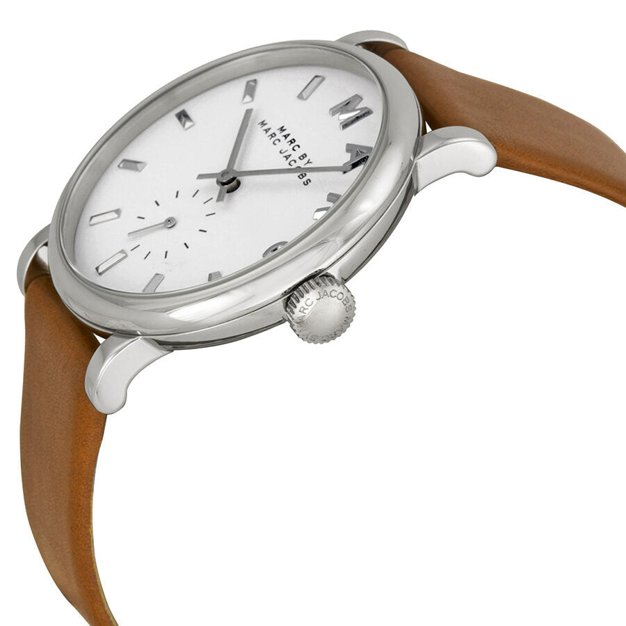 Marc By Marc Jacobs Baker White Dial Silver Tone Brown Leather Watch MBM1265 Secundaire afbeelding