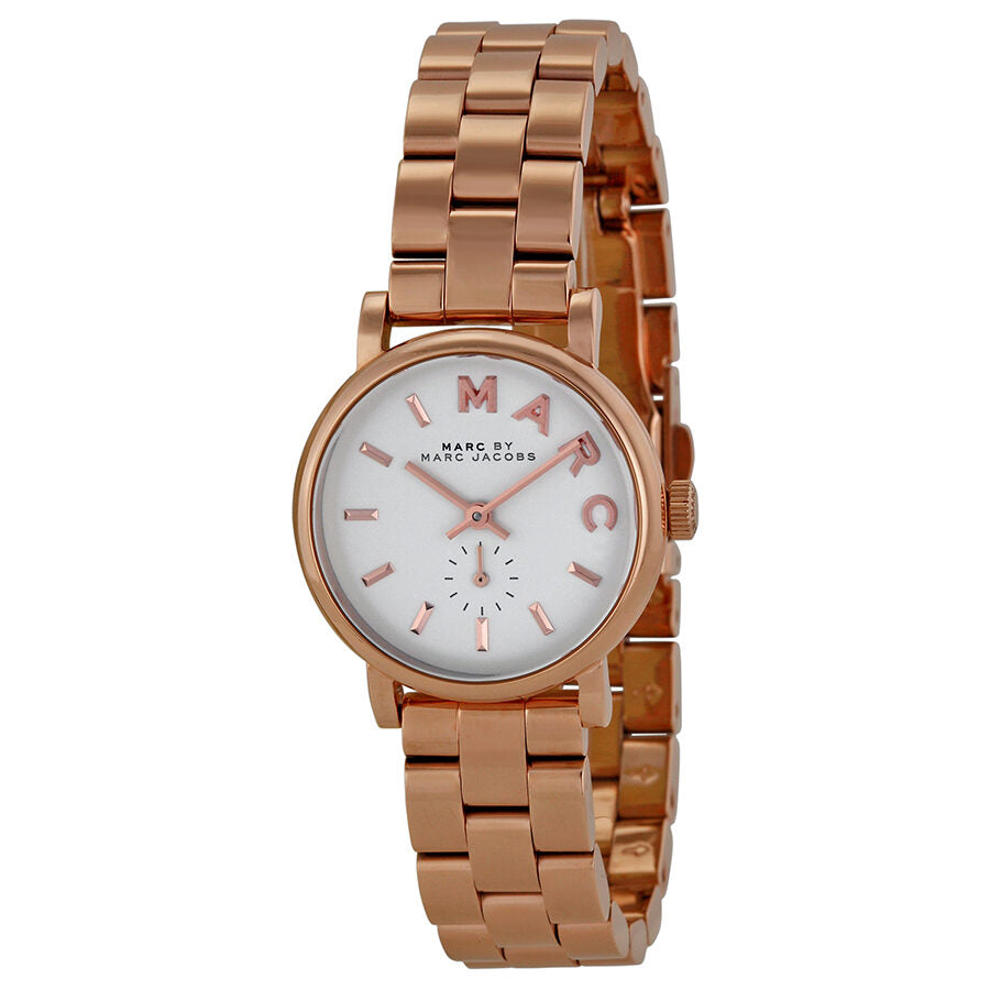 Marc By Marc Jacobs Baker horloge met witte wijzerplaat en roségouden afwerking MBM3248 Hoofdafbeelding