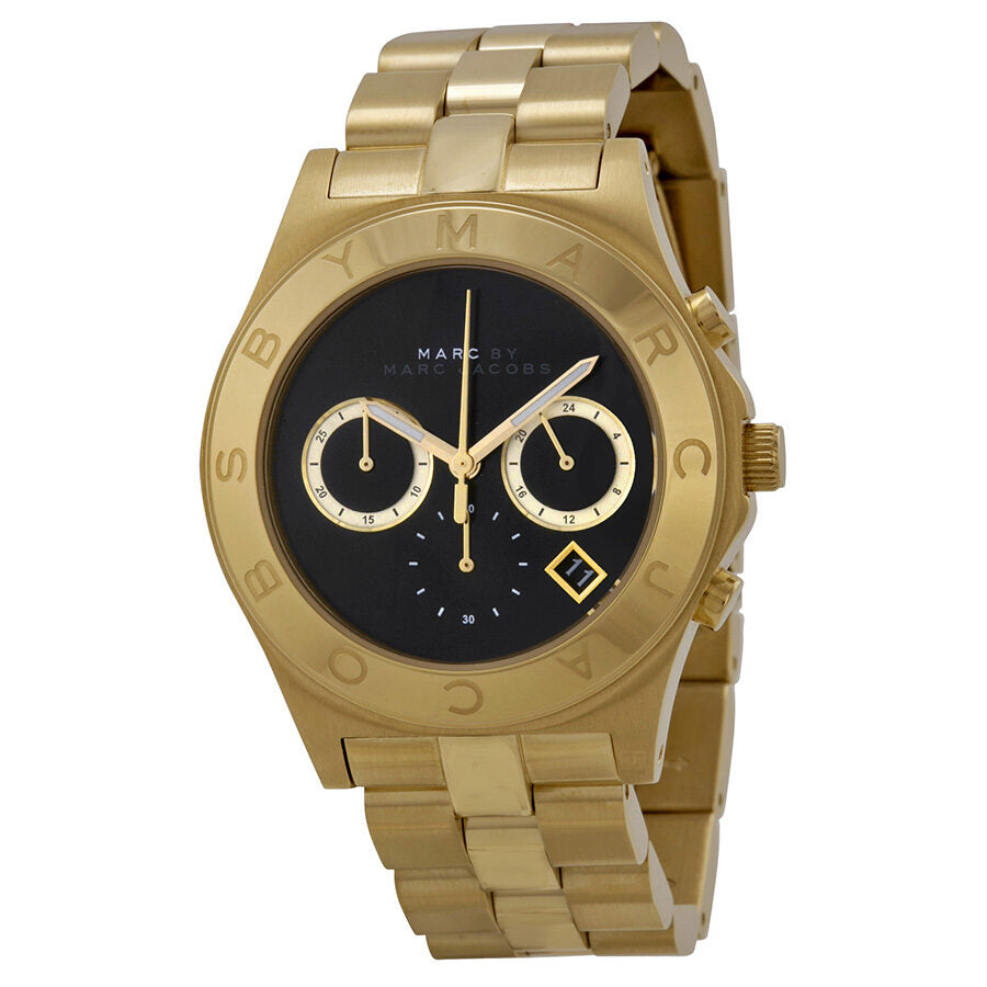 Marc By Marc Jacobs Blade Chronograph Black Dial Gold Tone Watch MBM3309