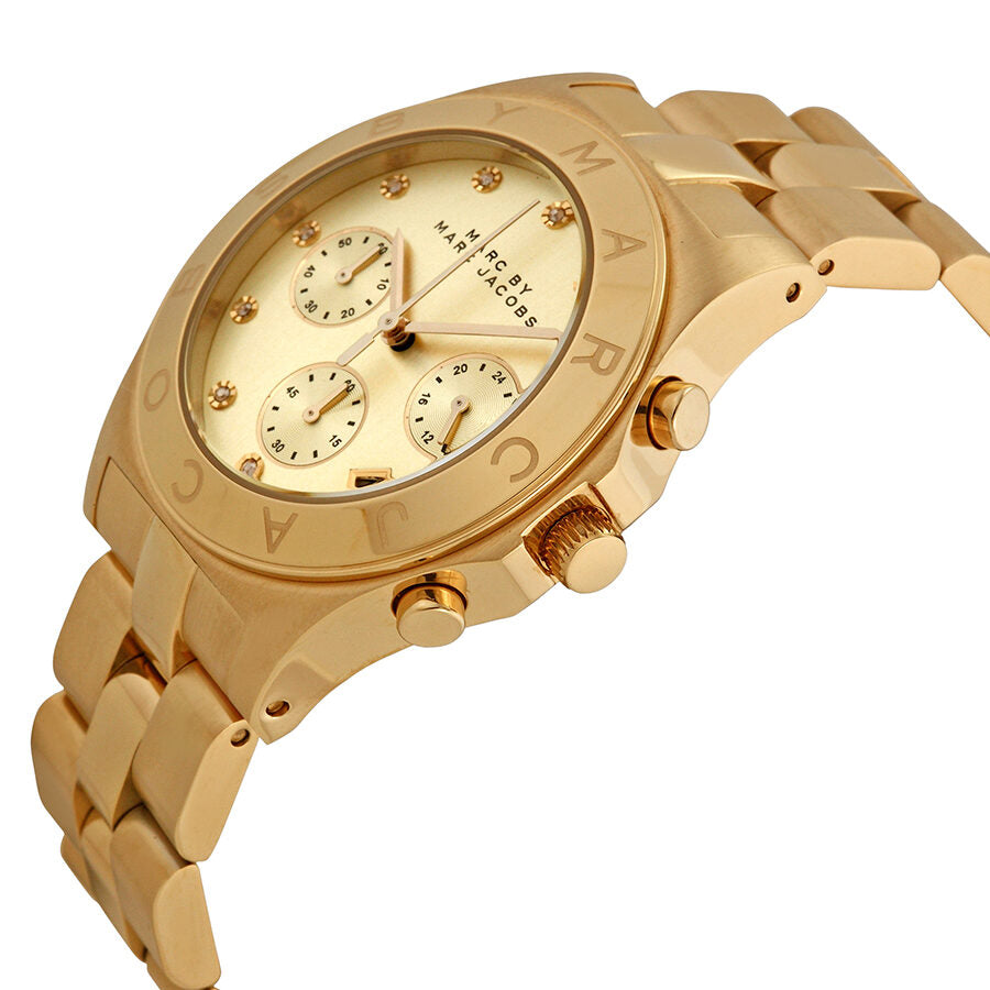 Marc By Marc Jacobs Blade Chronograph Gold Dial Gold Tone Watch MBM3101