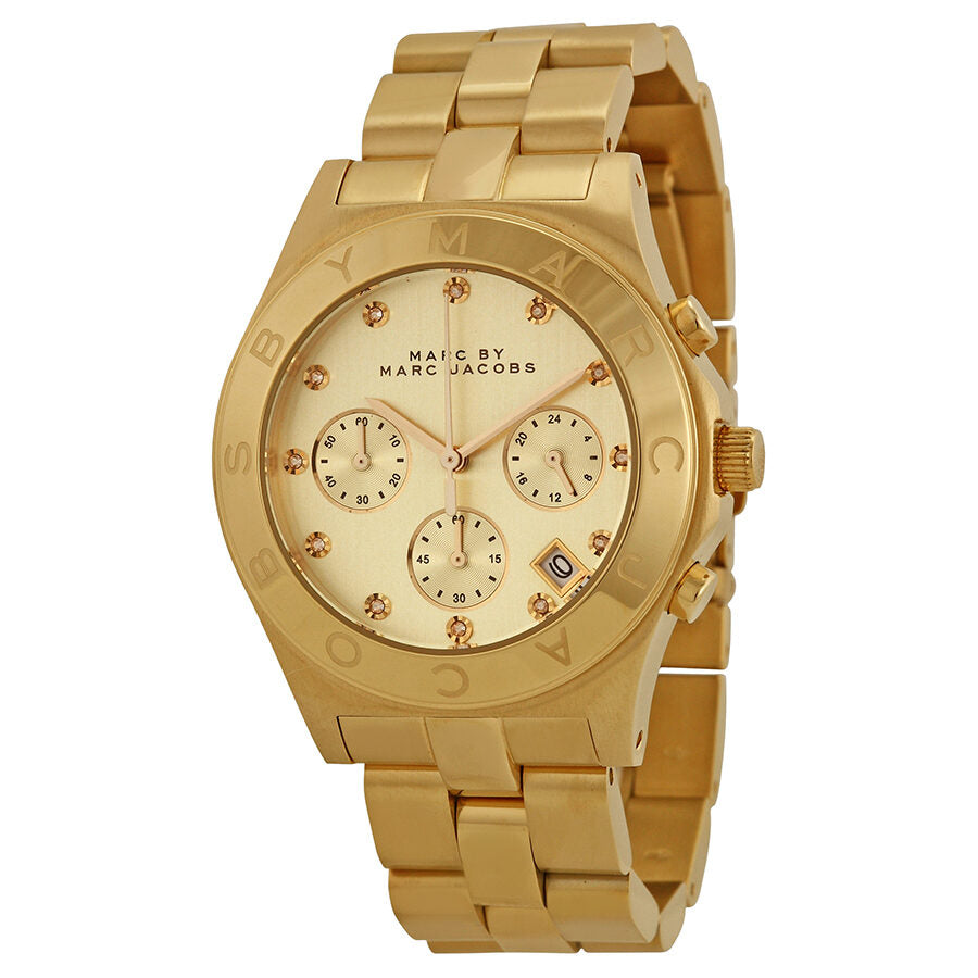 Marc By Marc Jacobs Blade Chronograph Gold Dial Gold Tone Watch MBM3101