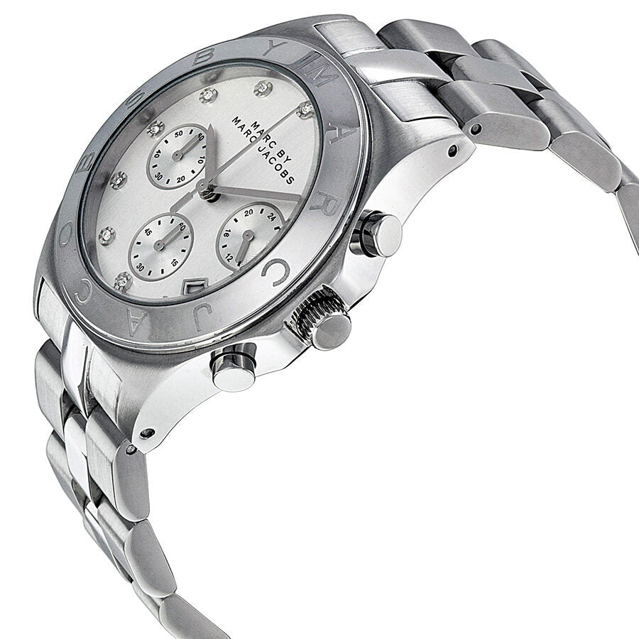 Marc By Marc Jacobs Blade Chronograph Date Crystal Markers Silver Watch MBM3100