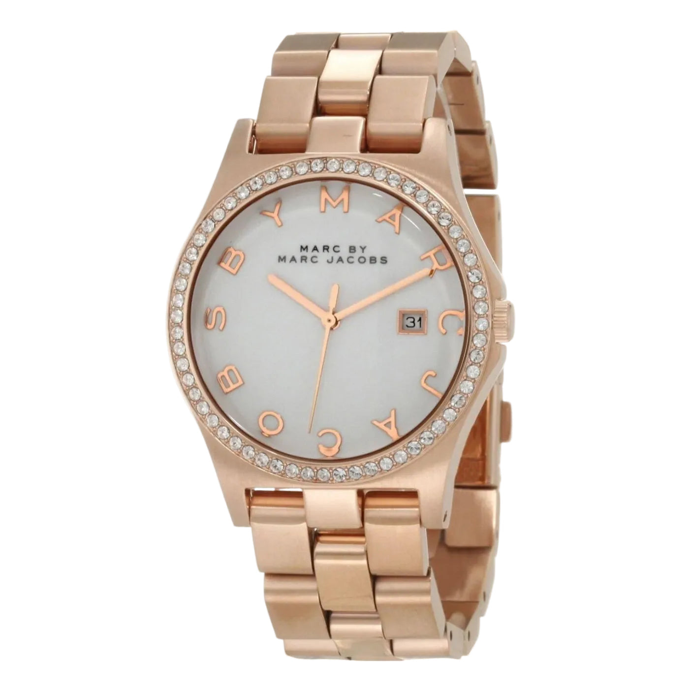Marc By Marc Jacobs Henry White Dial Crystal Markers Gold Watch MBM3079