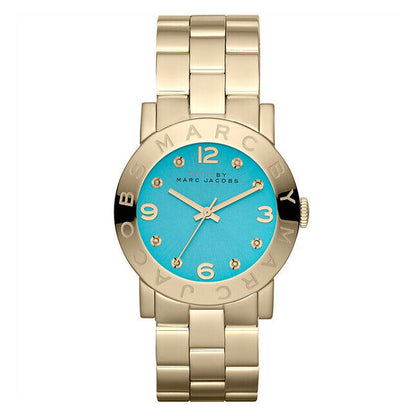 Marc By Marc Jacobs Amy Dinky watch with turquoise blue dial and gold-tone stainless steel bracelet
