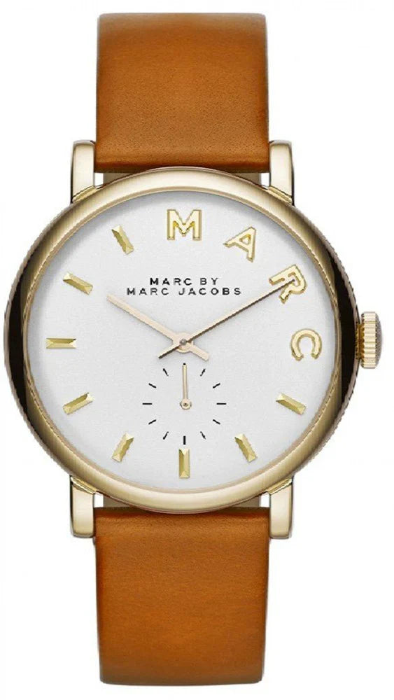Marc By Marc Jacobs Baker Brown Leather White Dial Gold Tone Watch MBM1316 Main image
