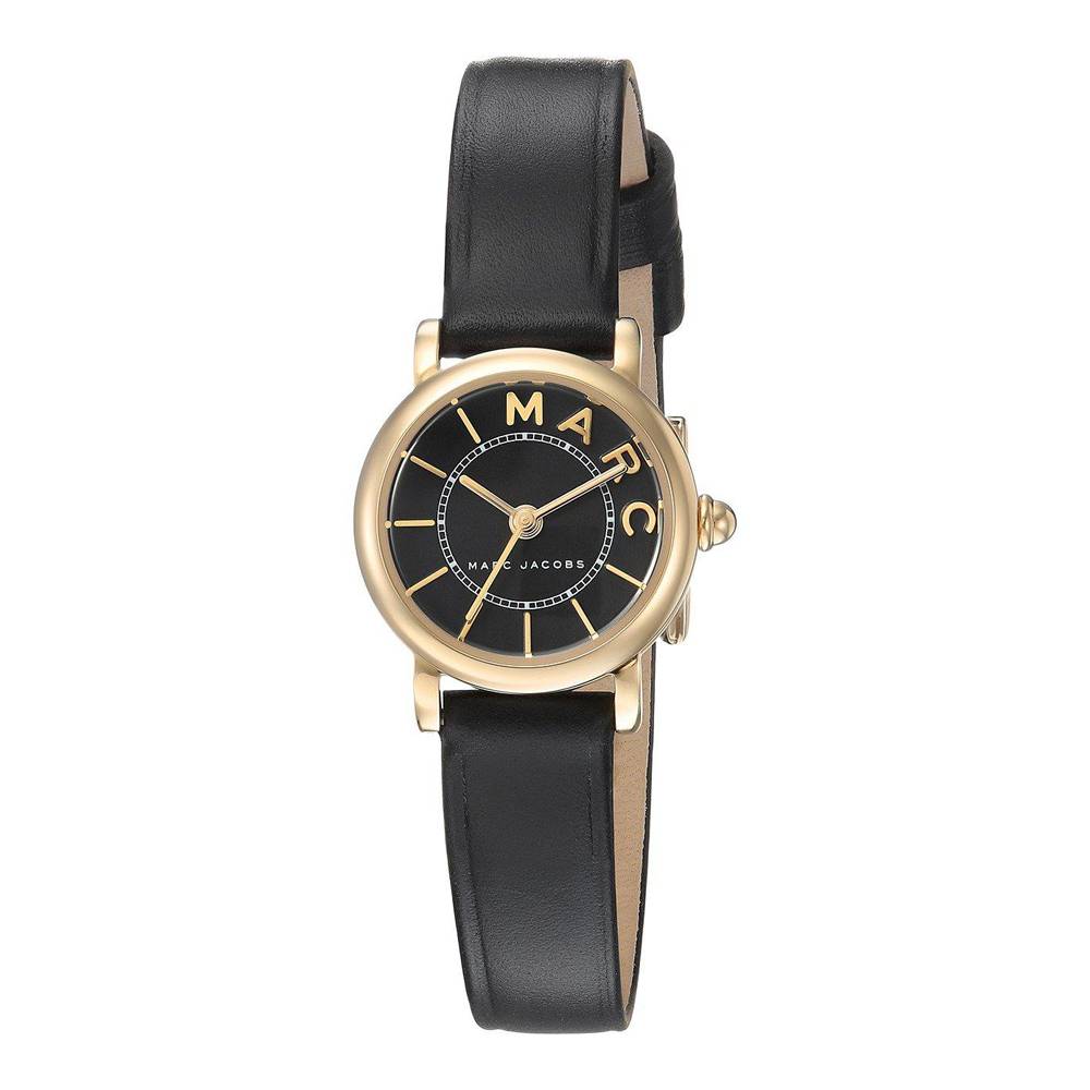 Marc By Marc Jacobs Classic horloge met zwarte wijzerplaat, zwarte band en goudkleurige accenten MJ1585