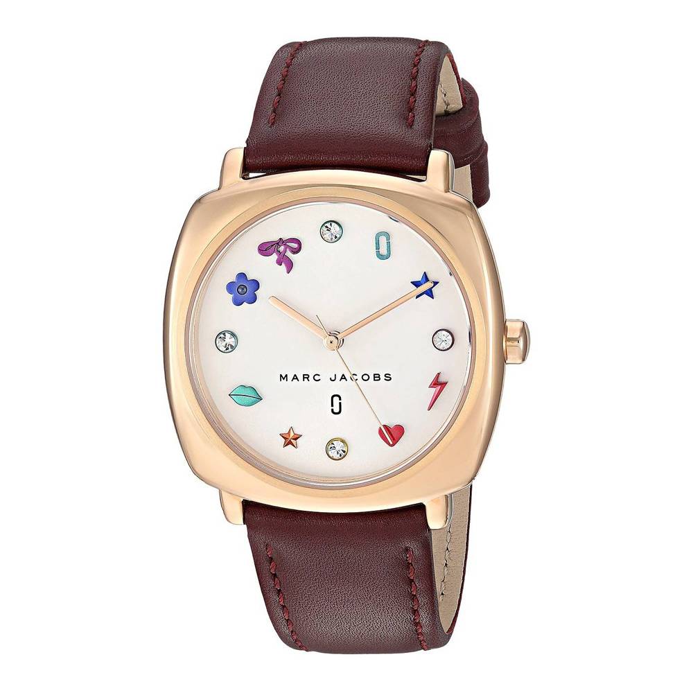 Marc Jacobs Mandy White Dial Brown Leather Rose Gold Watch MJ1598 Hoofdafbeelding