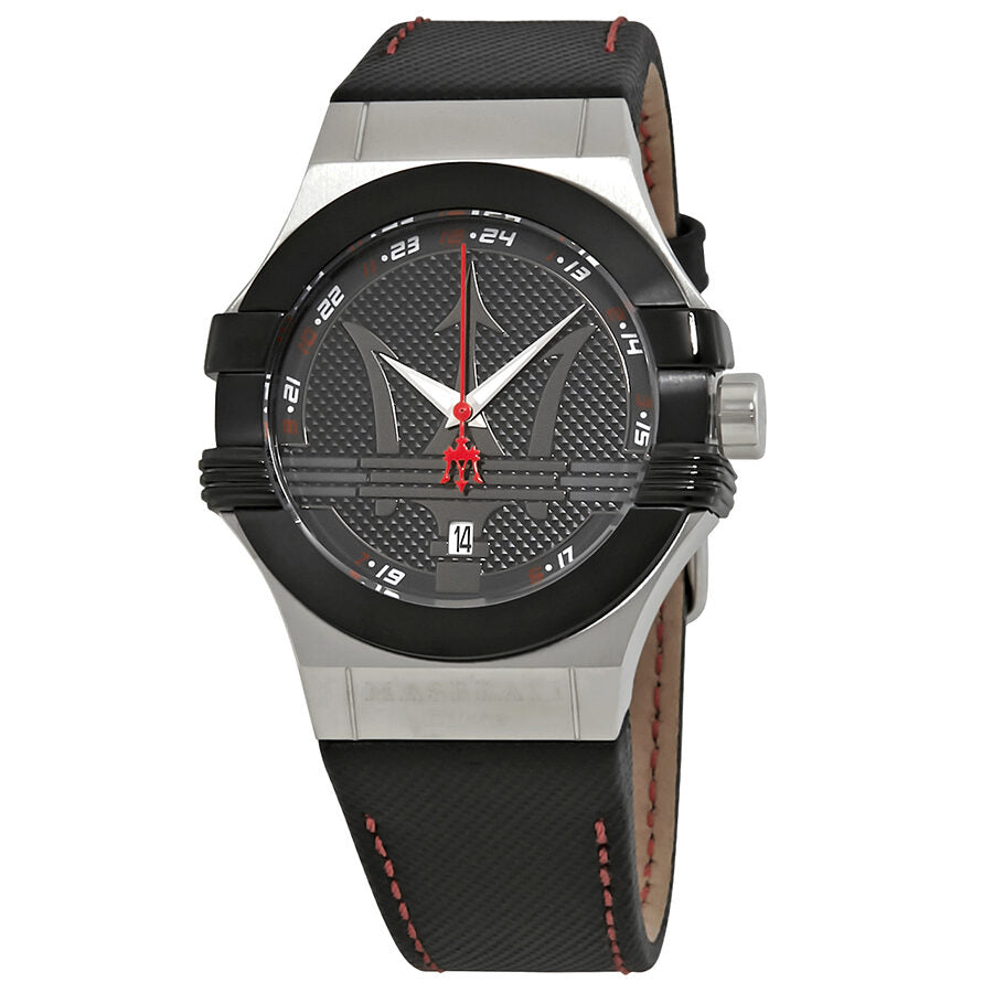 Maserati Potenza Black Dial Black Leather Men's Watch R8851108001 Main image