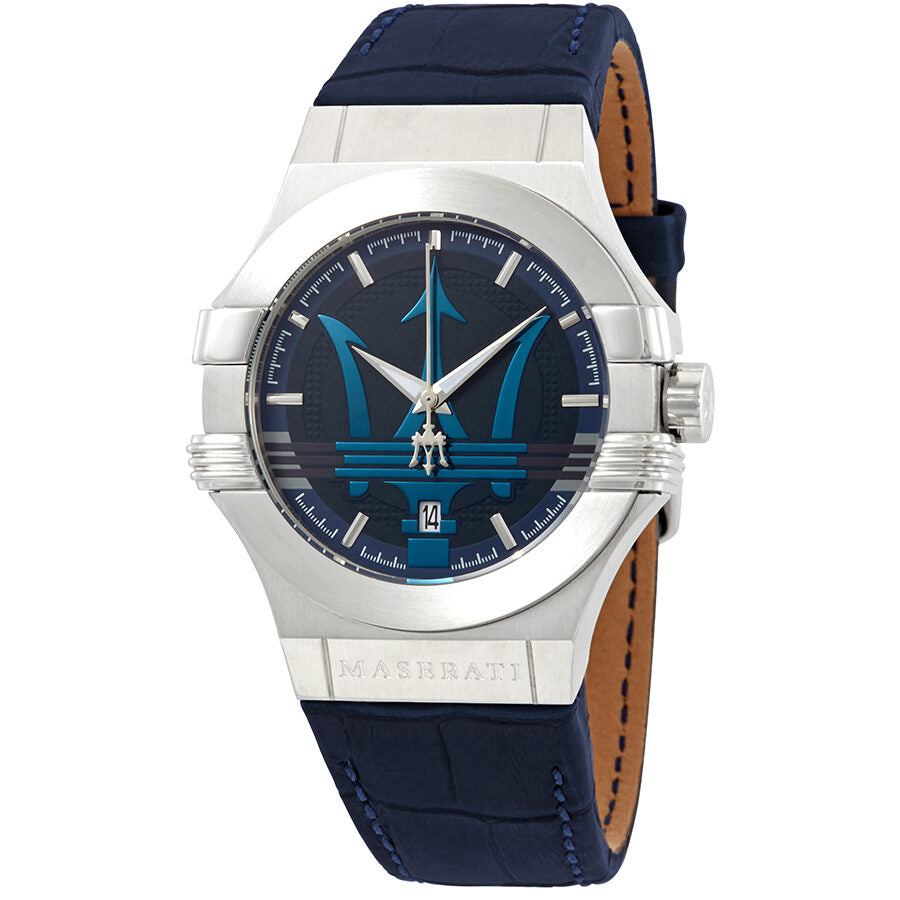 Maserati Potenza Blue Dial Blue Leather Men's Watch R8851108015 Hoofdafbeelding
