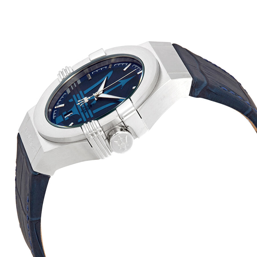 Maserati Potenza Blue Dial Blue Leather Men's Watch R8851108015 Secundaire afbeelding