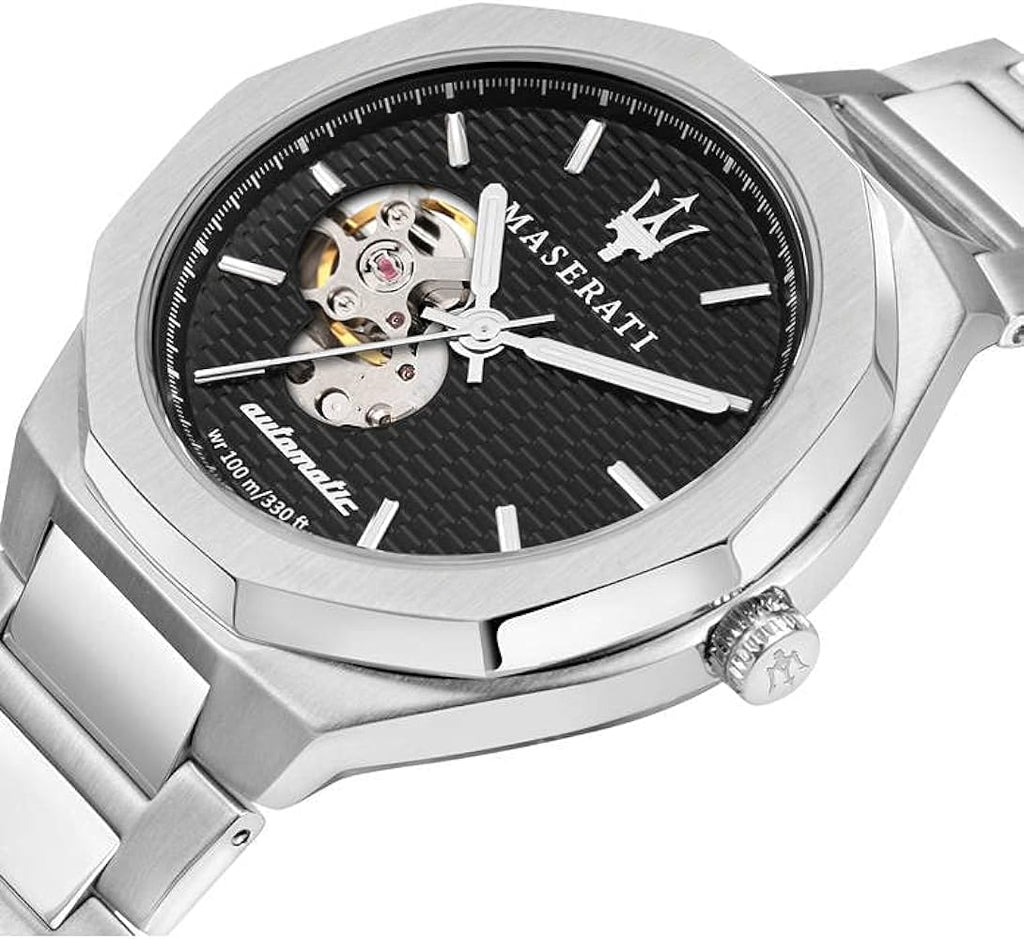 Maserati Stile Silver Automatic Black Dial Men's Watch R8823142002