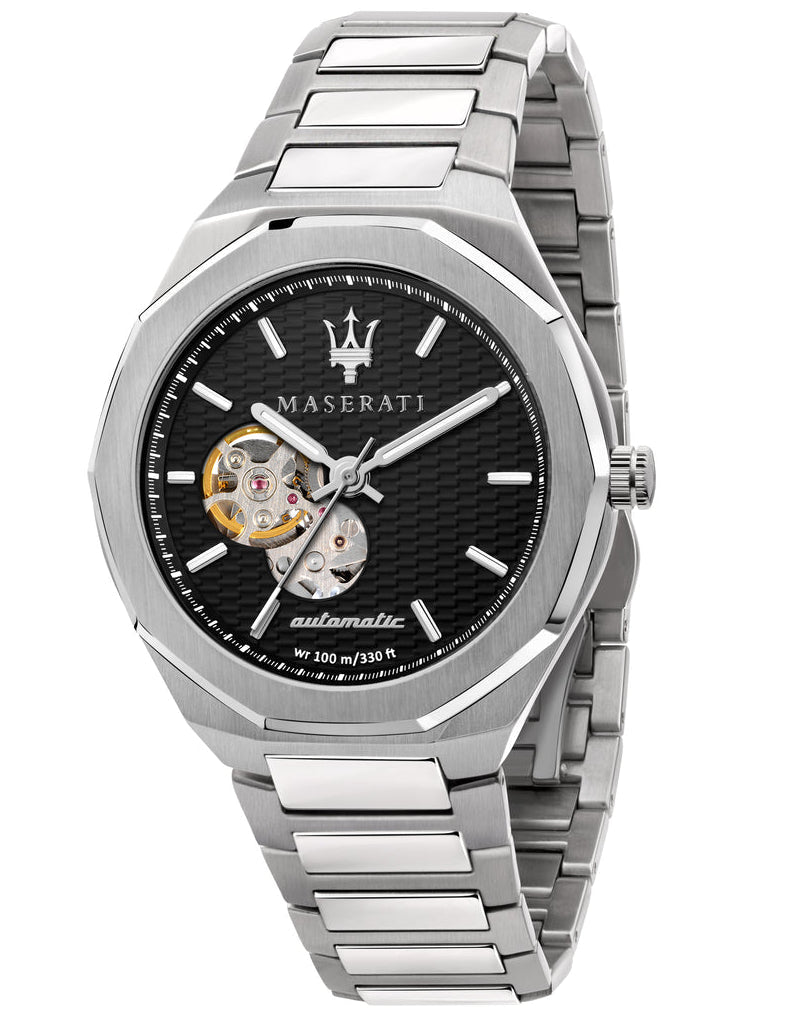 Maserati Stile Silver Automatic Black Dial Men's Watch R8823142002 Hoofdafbeelding