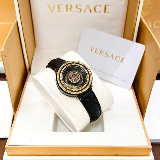 Versace V-Metal Icon 46mm Rose Gold Dial Rose Gold-Tone Leather Men's Watch VQL020015