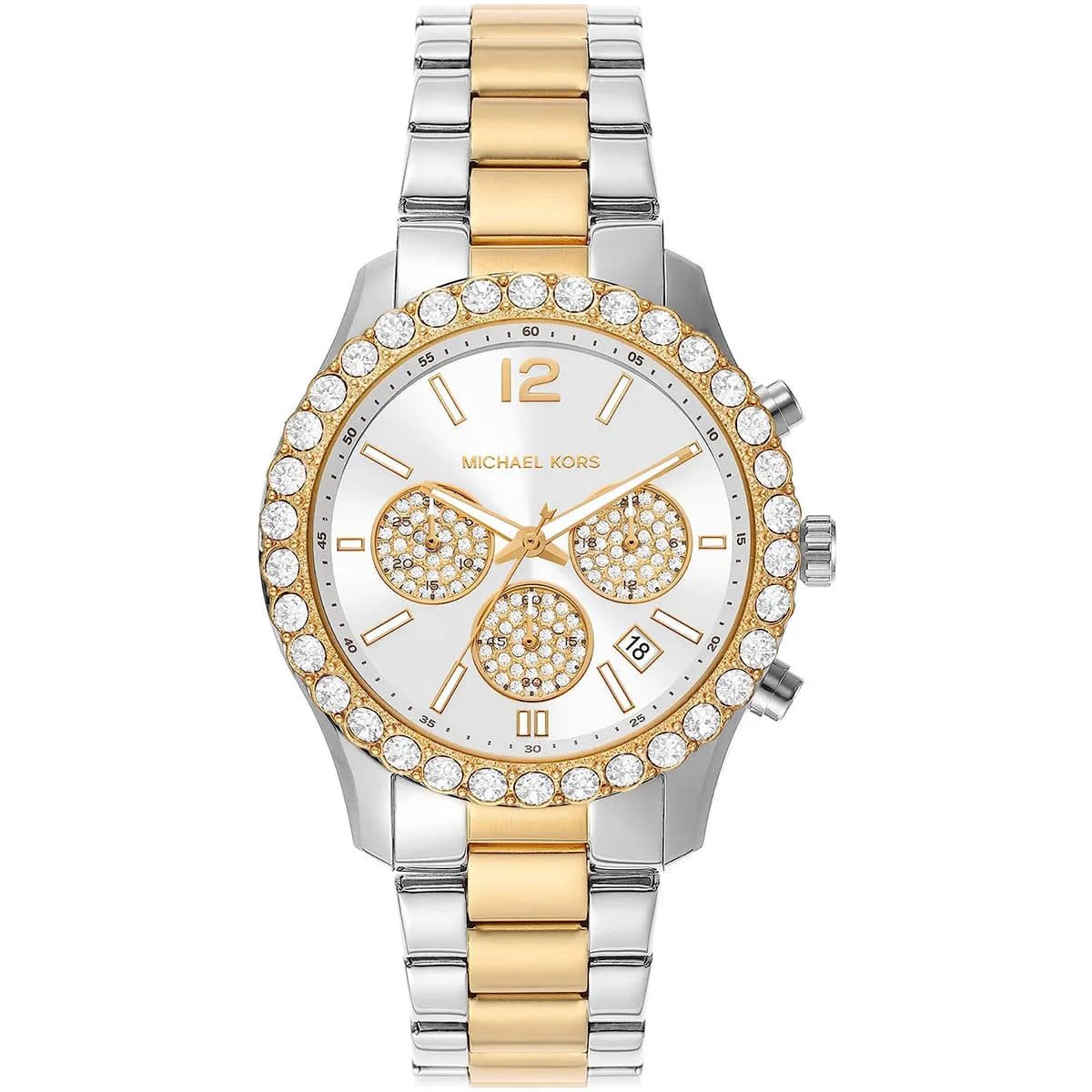 Michael Kors Berkley Chronograph Silver Dial Two Tone Steel Strap Watch For Women - MK7415 Hoofdafbeelding