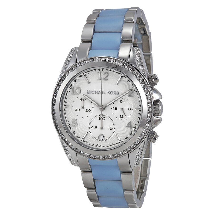 Michael Kors Blair Chronograph Silver Dial with Chambray Acetate Women's Watch - MK6137 Hoofdafbeelding