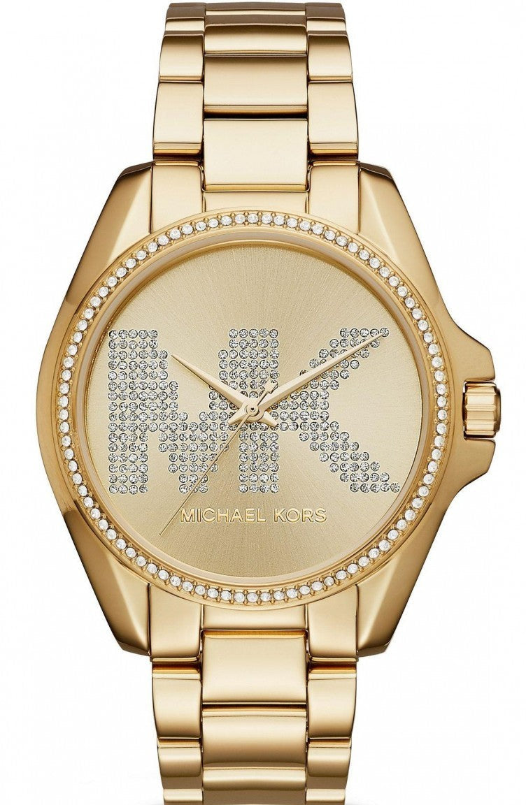 Michael Kors Bradshaw dameshorloge met kristallen lunette en goudkleurige afwerking - MK6555 Hoofdafbeelding